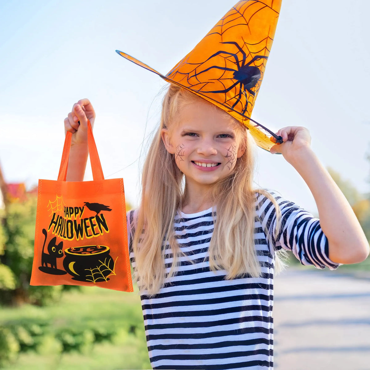 Halloween Non-Woven Colorful Tote Gift Bags (32-Pack)