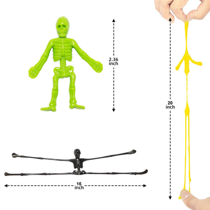 72 Pcs Halloween Stretchy Skeleton Toys