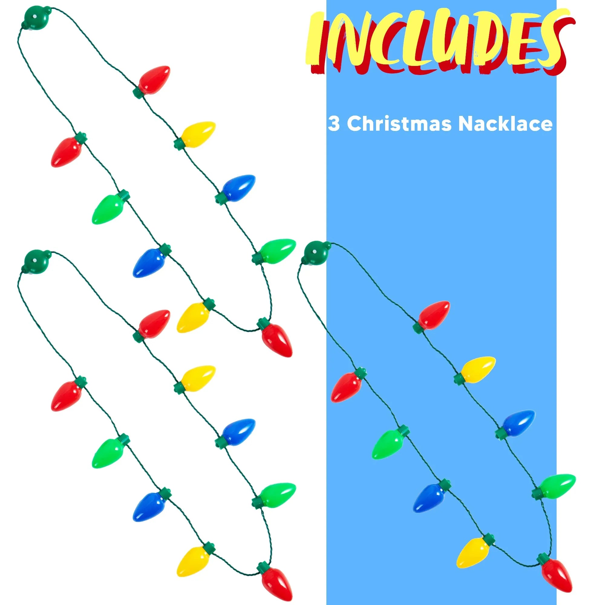 3-Pack Christmas Necklace with 9 Light Bulbs