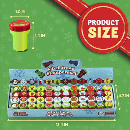 1.5-Inch Christmas Stamps Assortment, 50 Pieces
