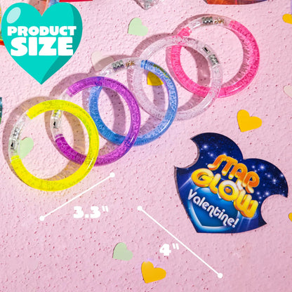28 Glow Stick Bracelets with Valentine's Day Cards for Kids Party Favors