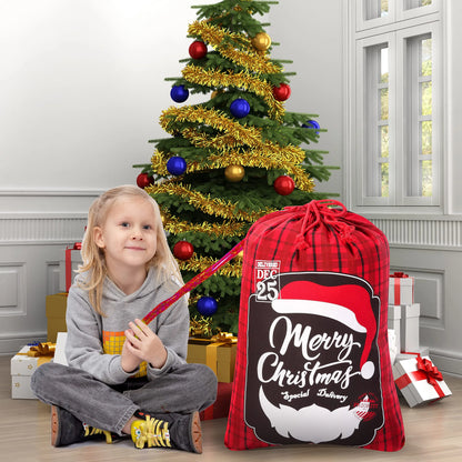 Christmas Canvas Burlap Gift Bags (3-Pack)
