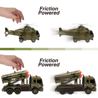 3-in-1 Friction-Powered Siren Military Vehicle Toy