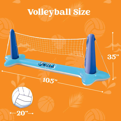 SLOOSH Inflatable Pool Float Set with Volleyball Net and Basketball Hoops, Blue