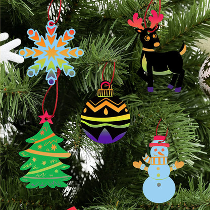 72-Piece Rainbow Scratch Christmas Ornaments