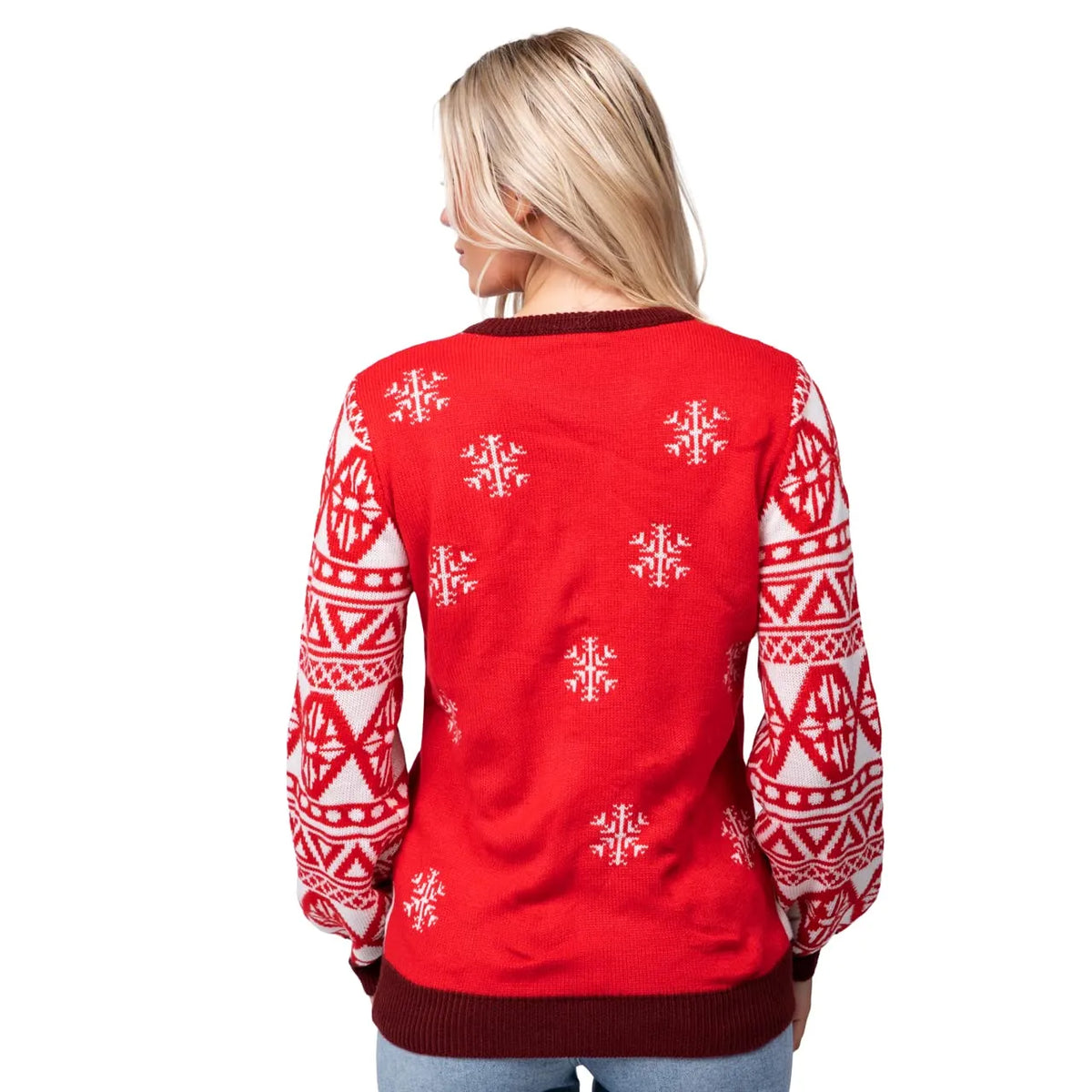 Adult Snowman Ugly Christmas Sweater with Light Up Bulbs