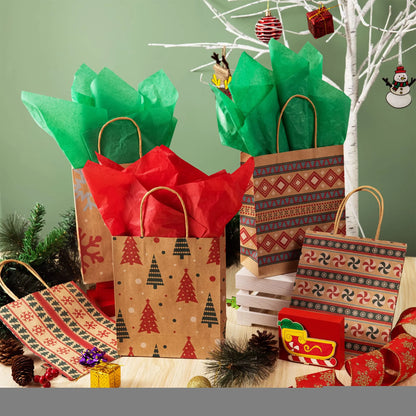 Kraft Holiday Gift Bags, 7.25 Inches, 24 Pack