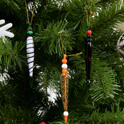 12 Glass Icicle Ornaments