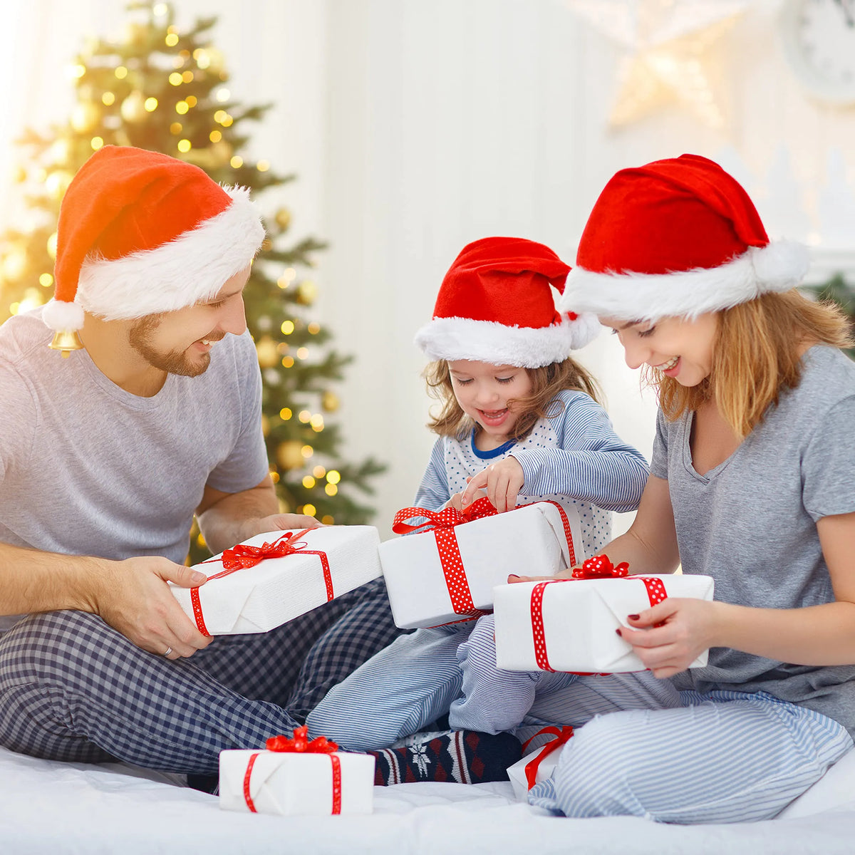 Premium Santa Hats for Christmas, 12-Pack