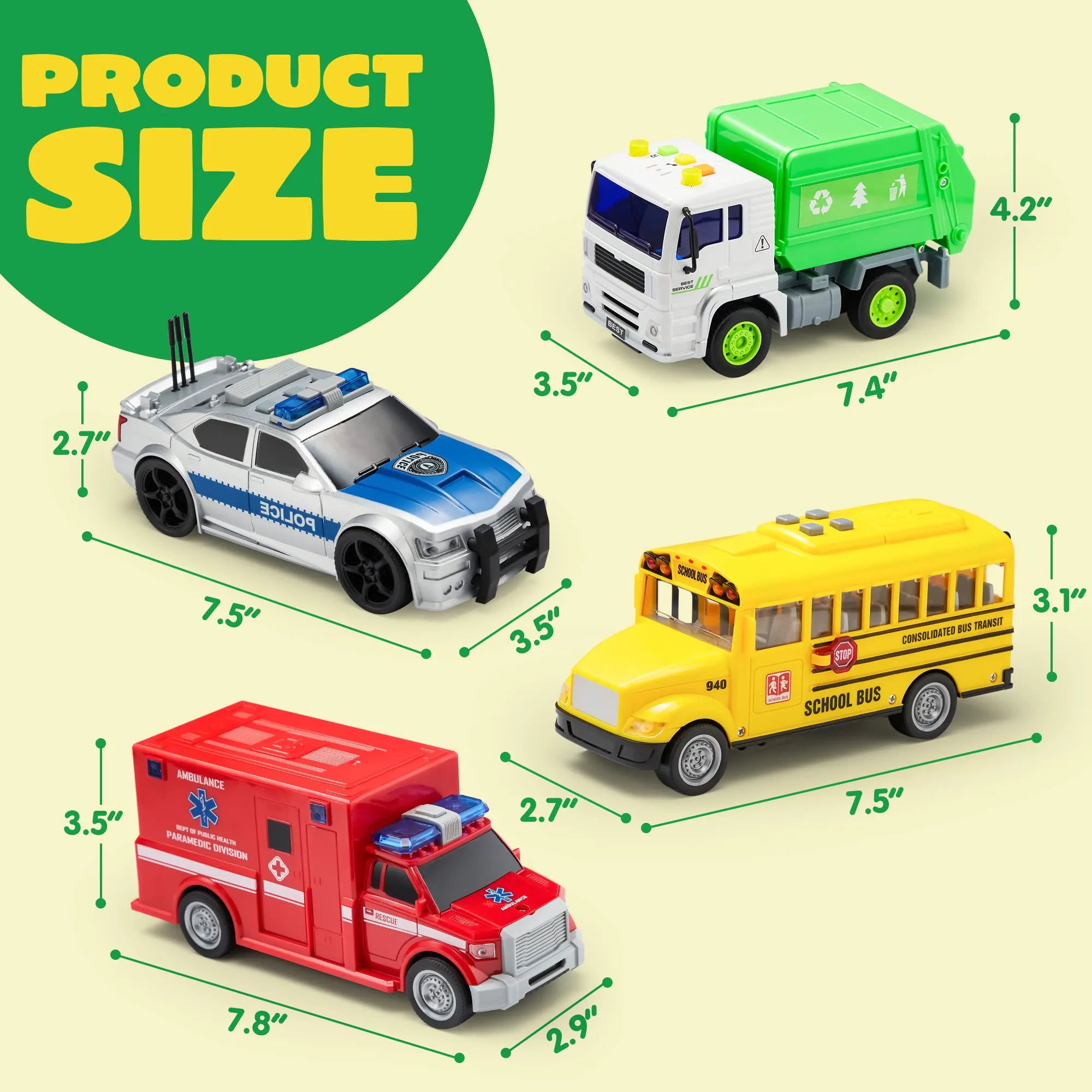 Friction Powered City Vehicle Toy Set