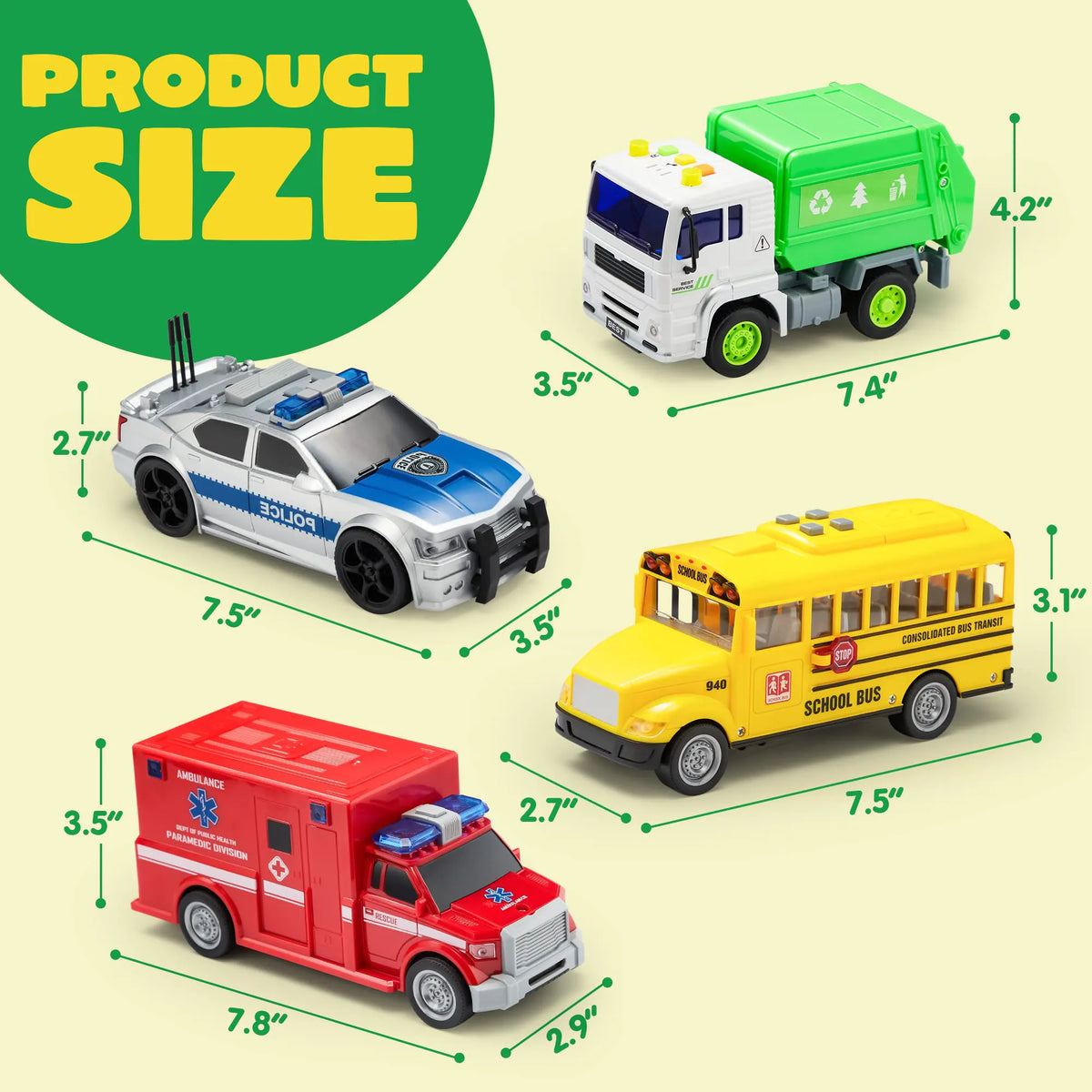 Friction Powered City Vehicle Toy Set