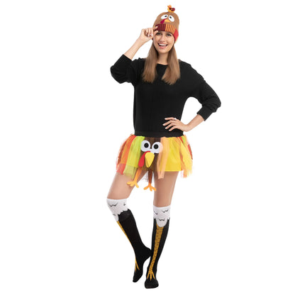 Thanksgiving Pom Pom Beanie Hats (Set of 2)