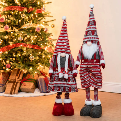 Tall Knitted Gnome Couple, 40 Inches