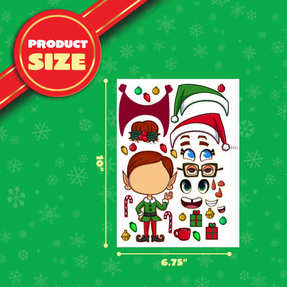 Make-a-Face Christmas Stickers, 6 Designs, 36 Pieces