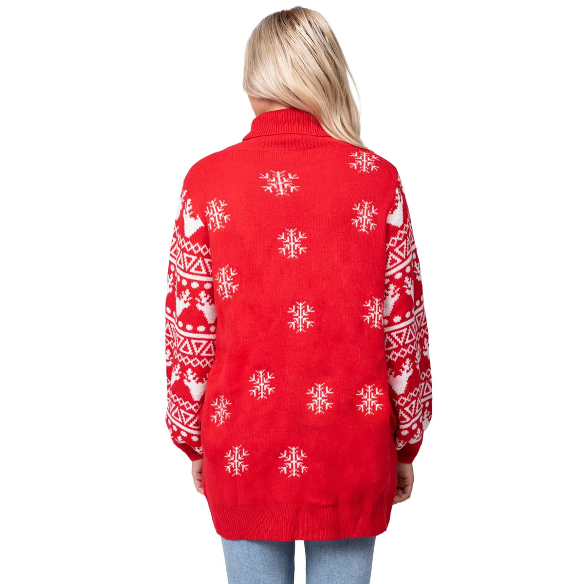 Adult Christmas Reindeer Long Sweater with Lights