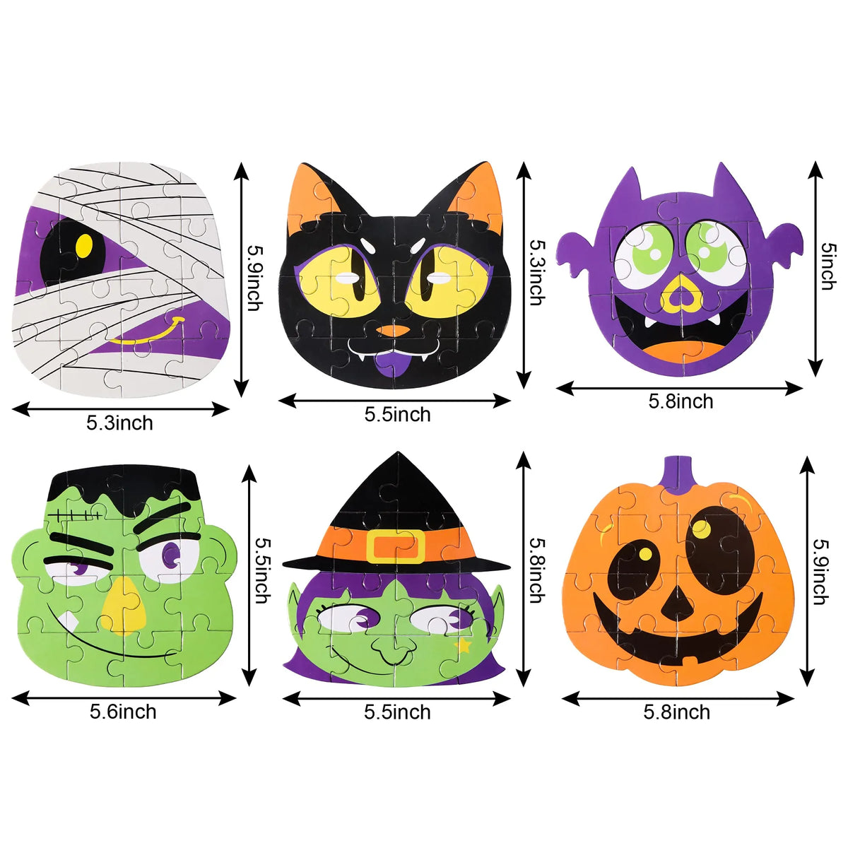 36-Piece Halloween Jigsaw Puzzle Set in Blind Boxes Featuring 6 Characters on Paper Board