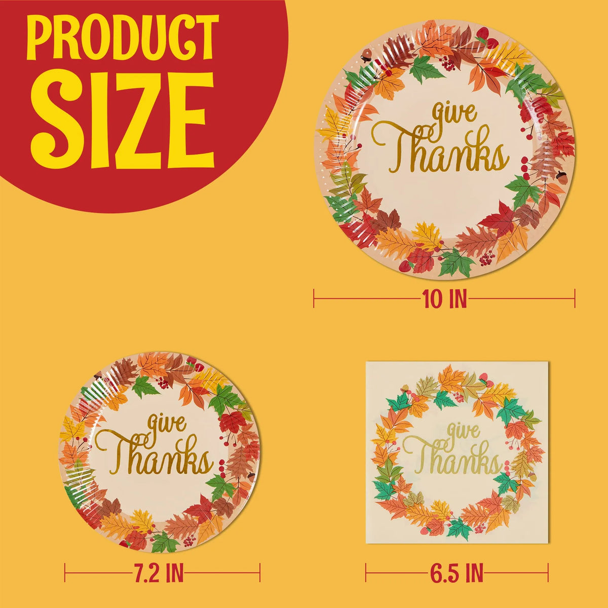 Thanksgiving Paper Plates & Napkins Set for 24 Guests