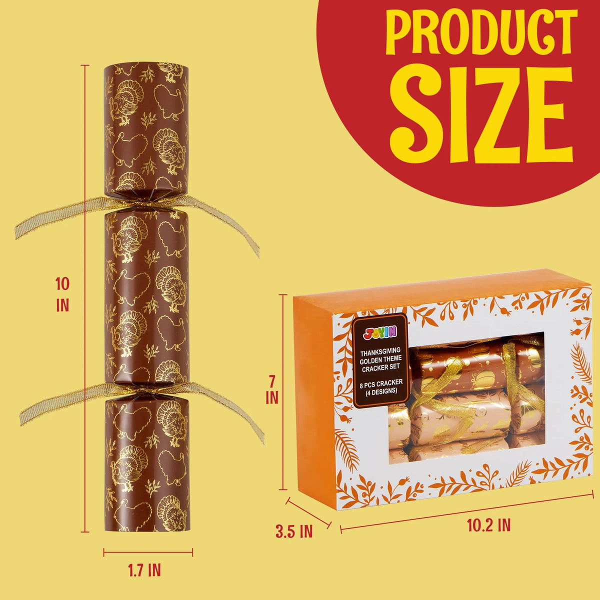 8-Piece Thanksgiving Cracker Set in Gold Theme