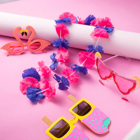 Luau Leis with Glasses, 24 Pack
