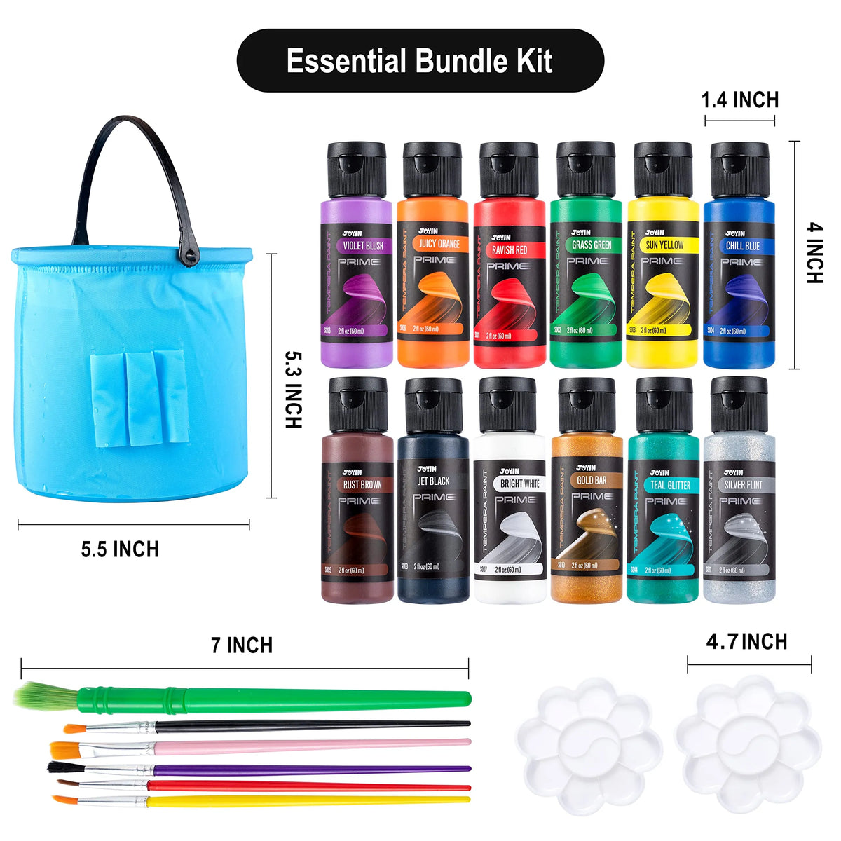 Washable Tempera Paint Set for Kids, 12 Pieces