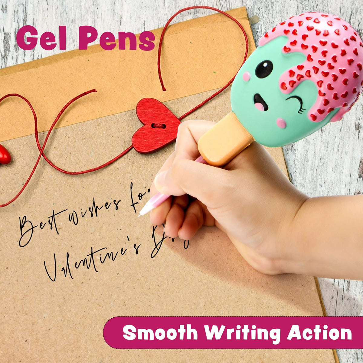 6-Pack Squishy Pens with Valentine's Day Cards for Kids - Classroom Exchange Gifts