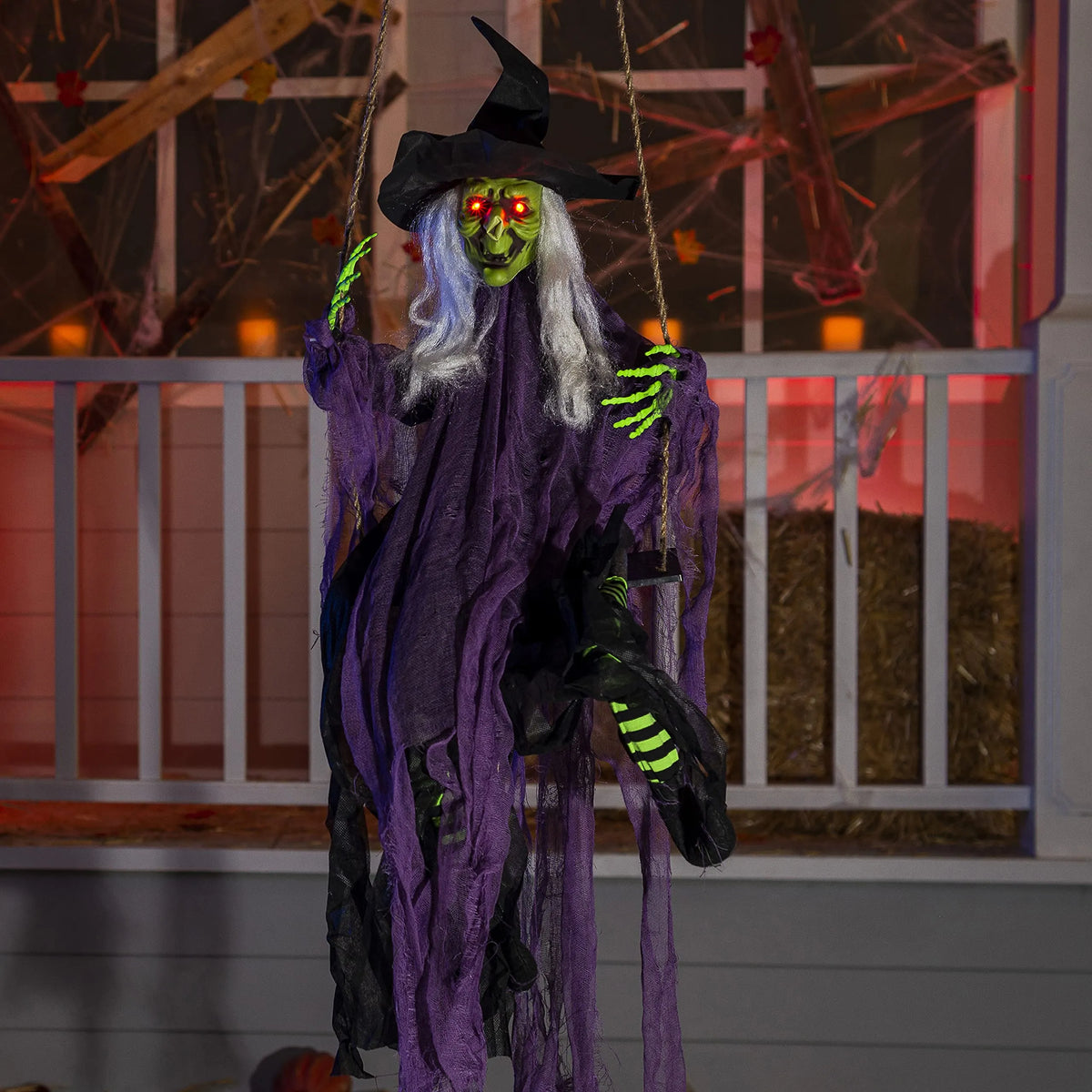 2-Pack Halloween Lighted Swinging Pumpkin & Witch