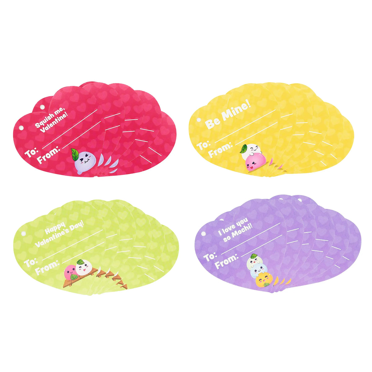 28-Piece Glow-in-the-Dark Mochi Squishy Toys Filled Hearts Set with Kids Valentine's Cards