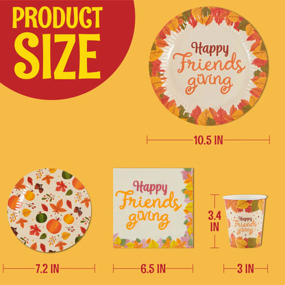 120-Piece Friendsgiving Disposable Dinnerware Set with Paper Plates and Napkins
