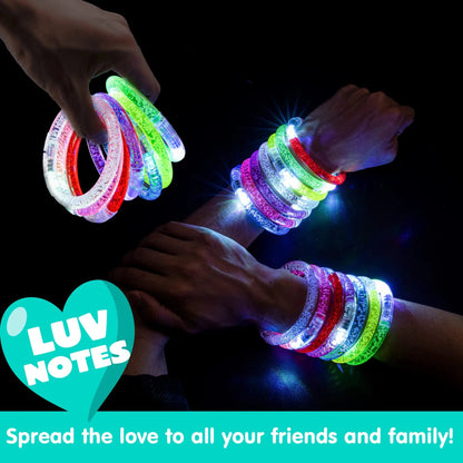 28 Glow Stick Bracelets with Valentine's Day Cards for Kids Party Favors