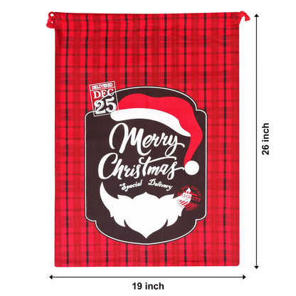 Christmas Canvas Burlap Gift Bags (3-Pack)
