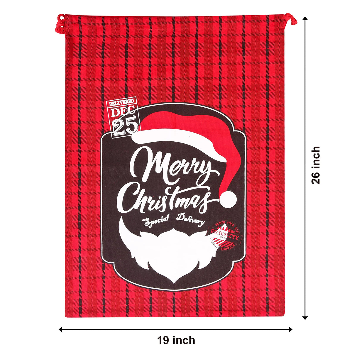 Christmas Canvas Burlap Gift Bags (3-Pack)