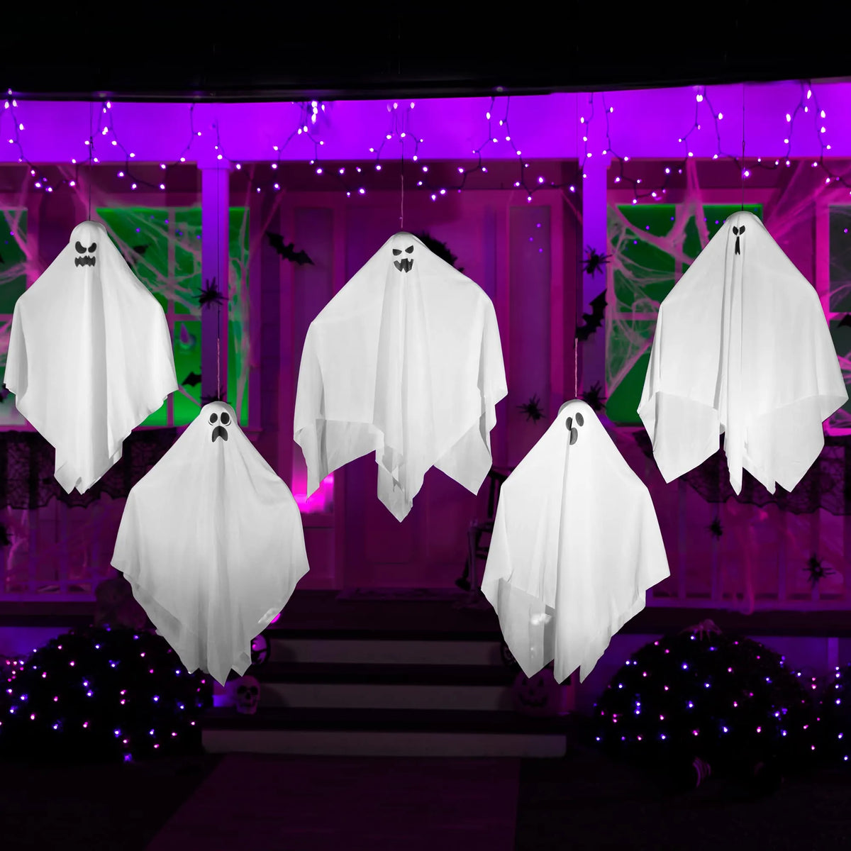 27.5" Halloween Hanging Ghosts, 5 Pack