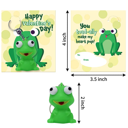 28-Pack Animal Keychains with Googly Eyes and Valentine's Day Cards for Kids