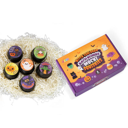 Halloween Witch Cauldron Bath Bombs (6 Pack) with Mochi Squishy