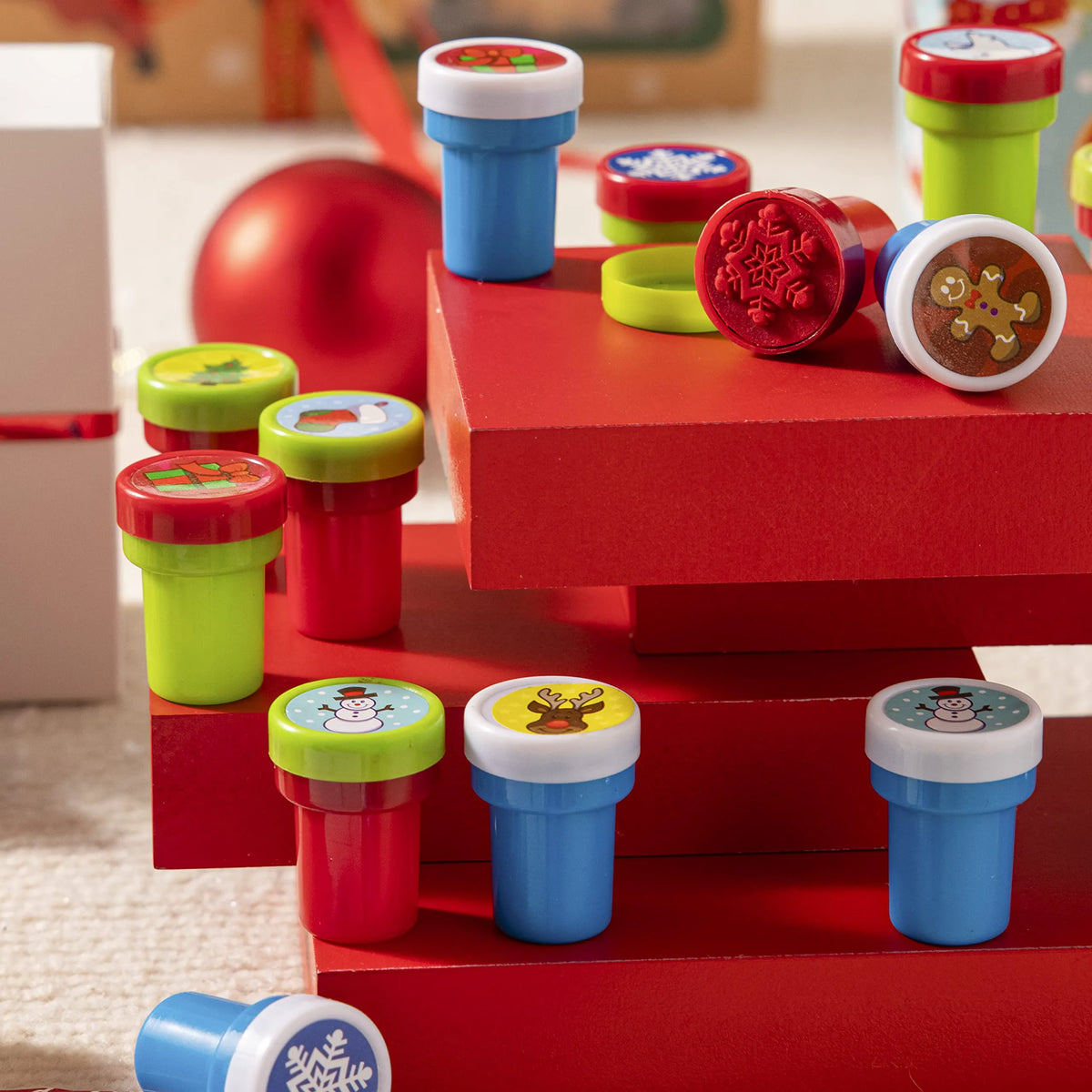 1.5-Inch Christmas Stamps Assortment, 50 Pieces