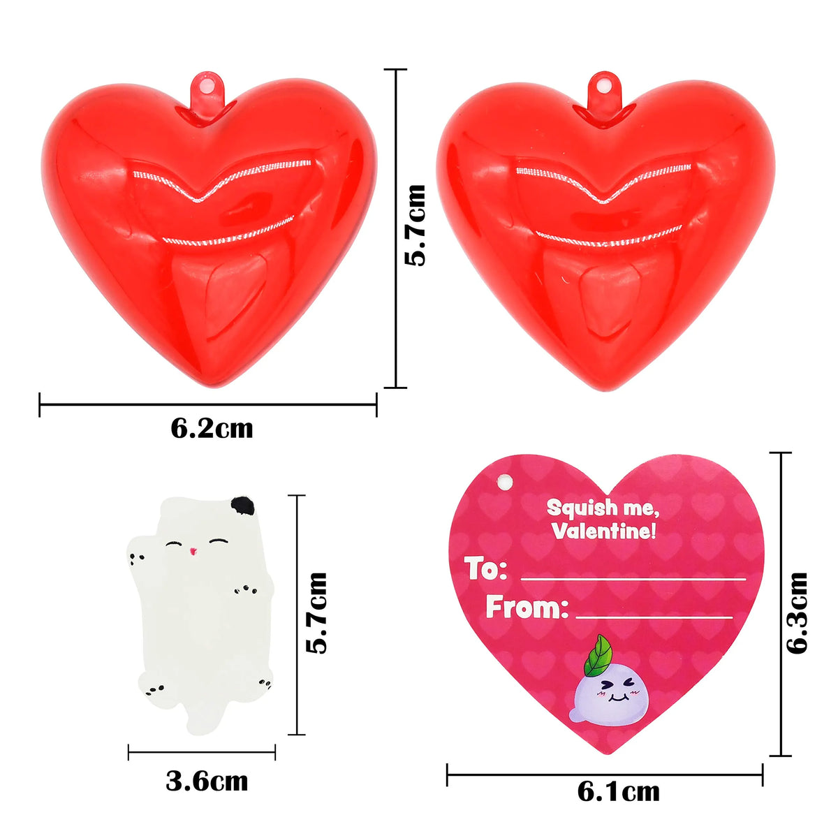 28-Piece Glow-in-the-Dark Mochi Squishy Toys Filled Hearts Set with Kids Valentine's Cards