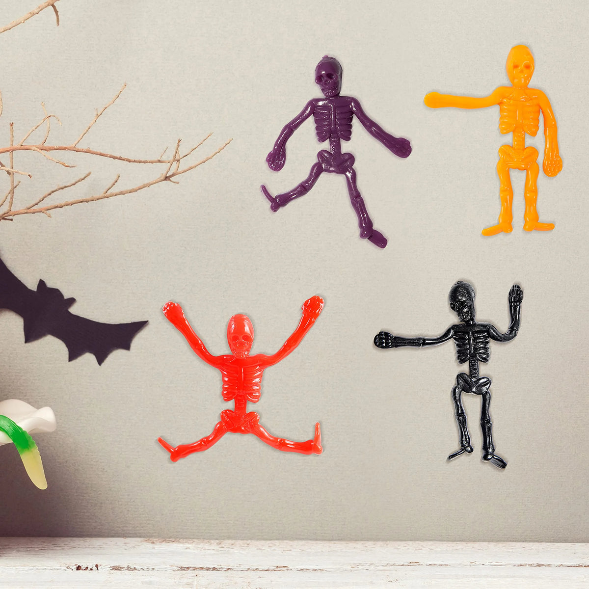 72 Pcs Halloween Stretchy Skeleton Toys