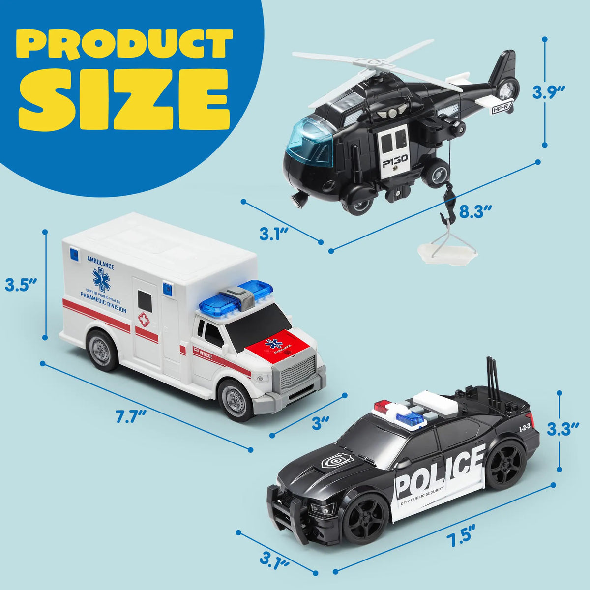 City Hero Police Vehicle Toy Set (3-Pack)