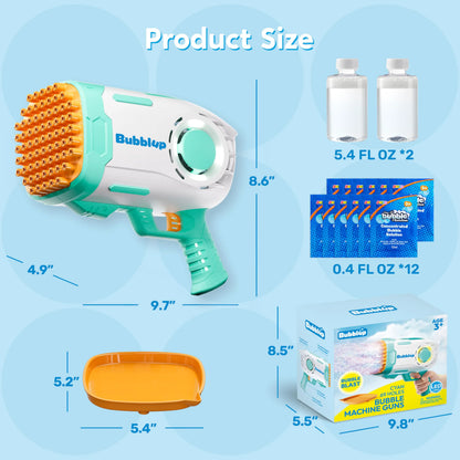 Play-Act 69-Hole Bubble Machine Gun Toy, Bazooka Rocket Shape Bubble Gun for Kids & Adults, Colored Lights Blaster Blower with Solution