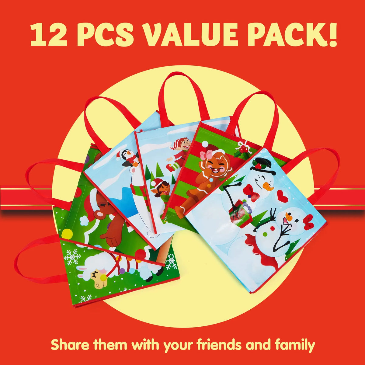 Tote Bags, 6 Designs, 12 Pieces