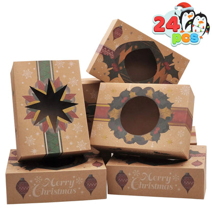 Kraft Christmas Cookie Boxes with Window, 24 Count