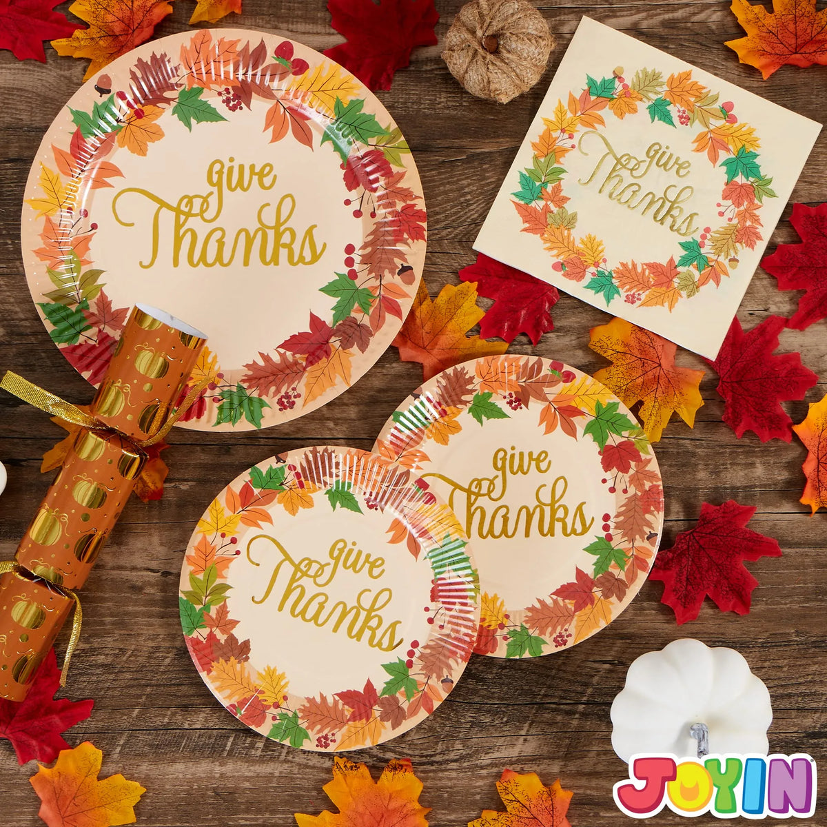 Thanksgiving Paper Plates & Napkins Set for 24 Guests