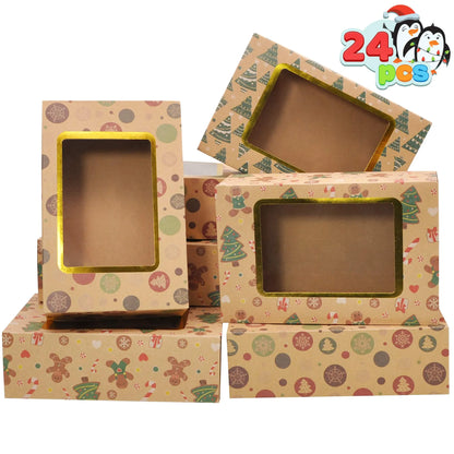 Christmas Foil Cookie Kraft Pattern Gift Box (24 Pcs)