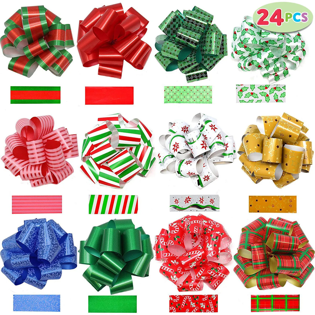 4.7-Inch Christmas Bows for Gift Wrapping, 24 Pack