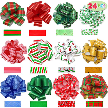 4.7-Inch Christmas Bows for Gift Wrapping, 24 Pack