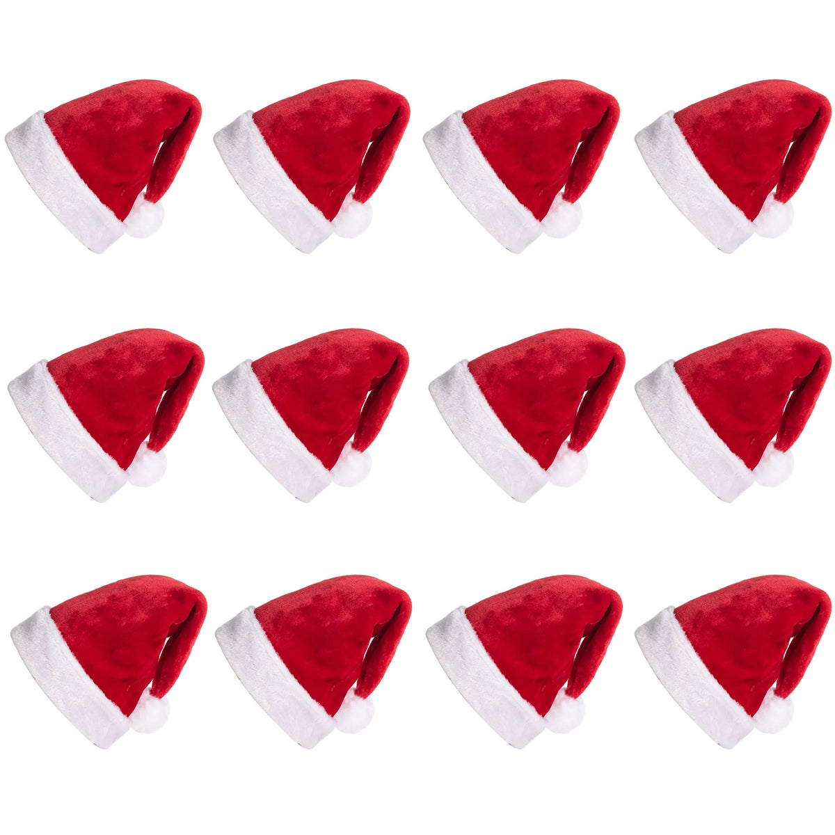 Premium Santa Hats for Christmas, 12-Pack