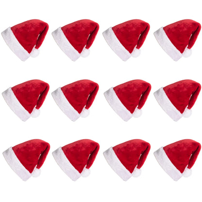 Premium Santa Hats for Christmas, 12-Pack
