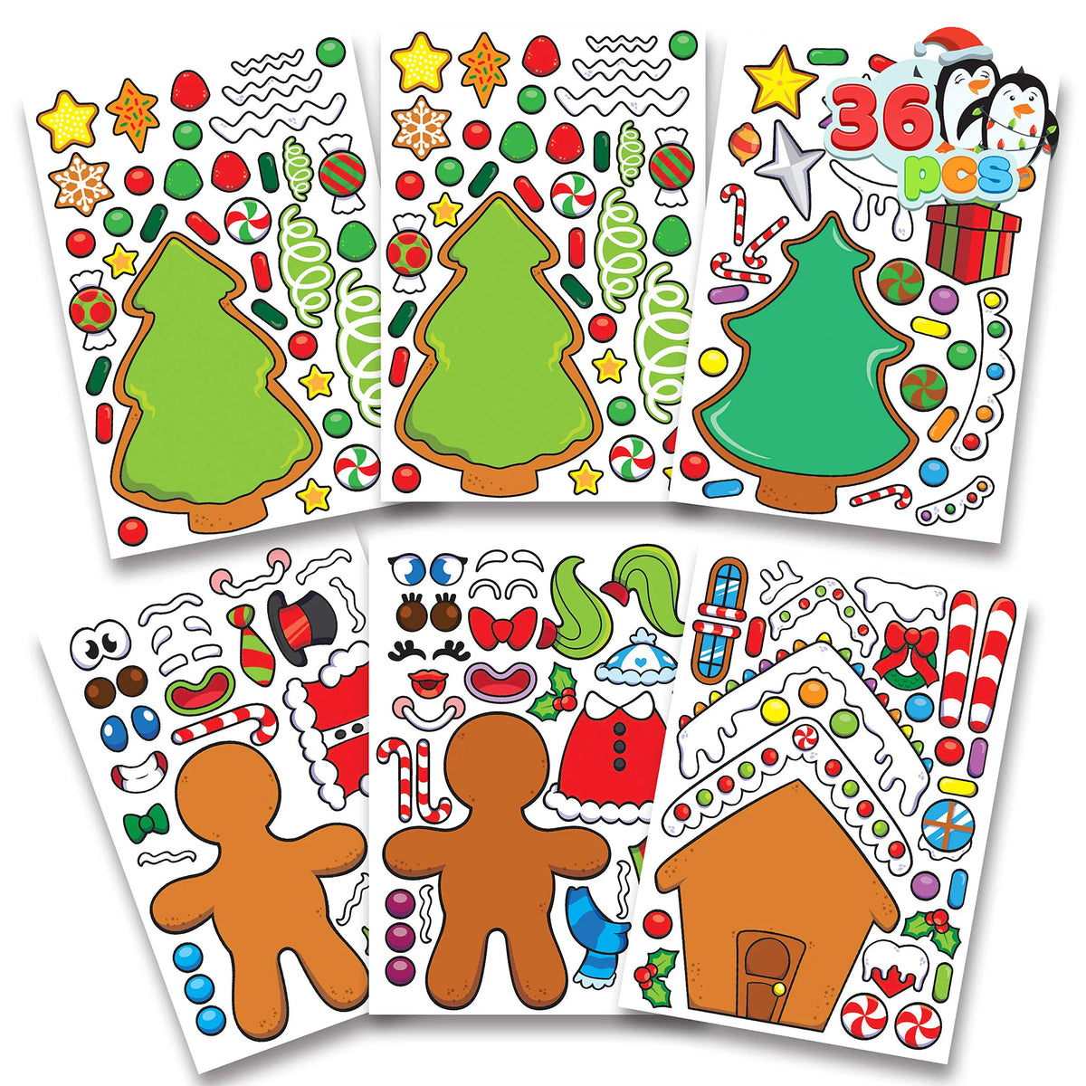 Make-a-Face Gingerbread Set with Trees, 36 Pieces