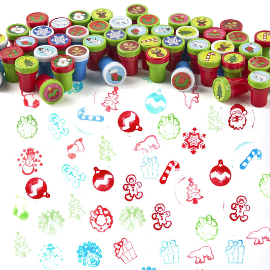 1.5-Inch Christmas Stamps Assortment, 50 Pieces