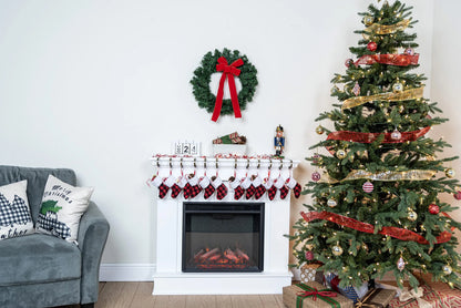 5-Inch Red and Black Buffalo Plaid Christmas Stockings, 12-Pack